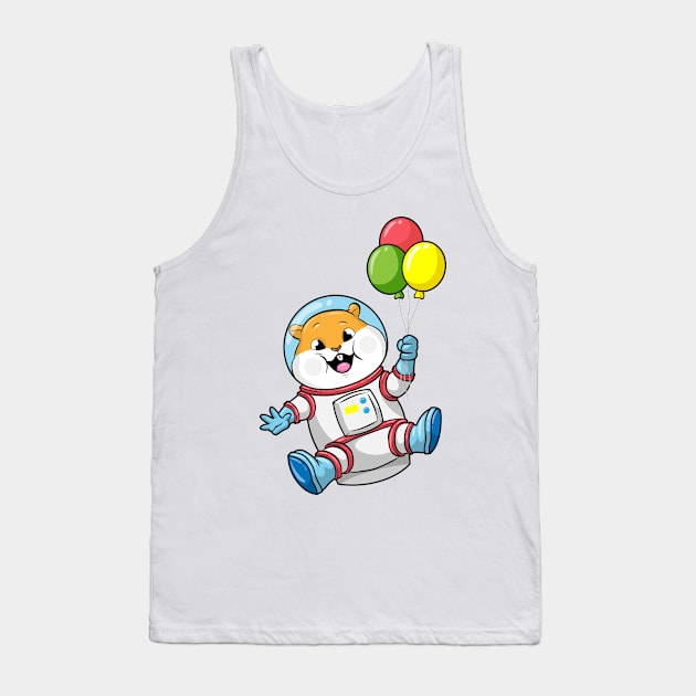 Hamster as an astronaut in costume with balloons Tank Top by Markus Schnabel